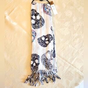 Pier 1 Scarf Wrap Skulls Metallic NWT